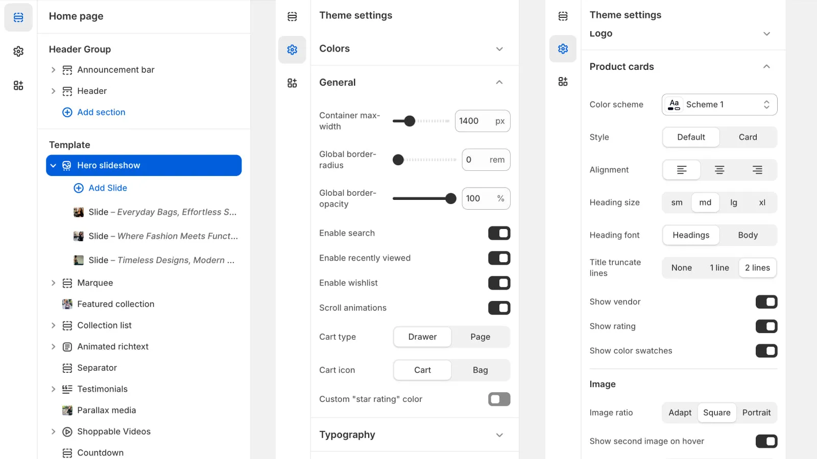 Shoshin theme - Extensive theme settings